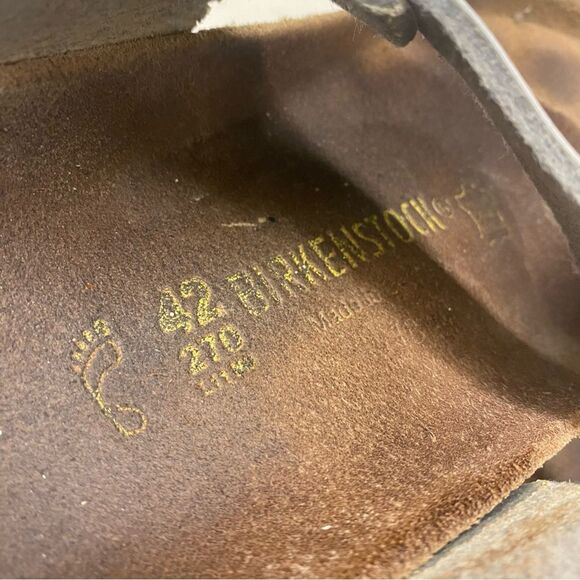 Birkenstocks Gizeh Birko-Flor Shiny silver flip-flop sandals 42 US 11.5 - Picture 7 of 9